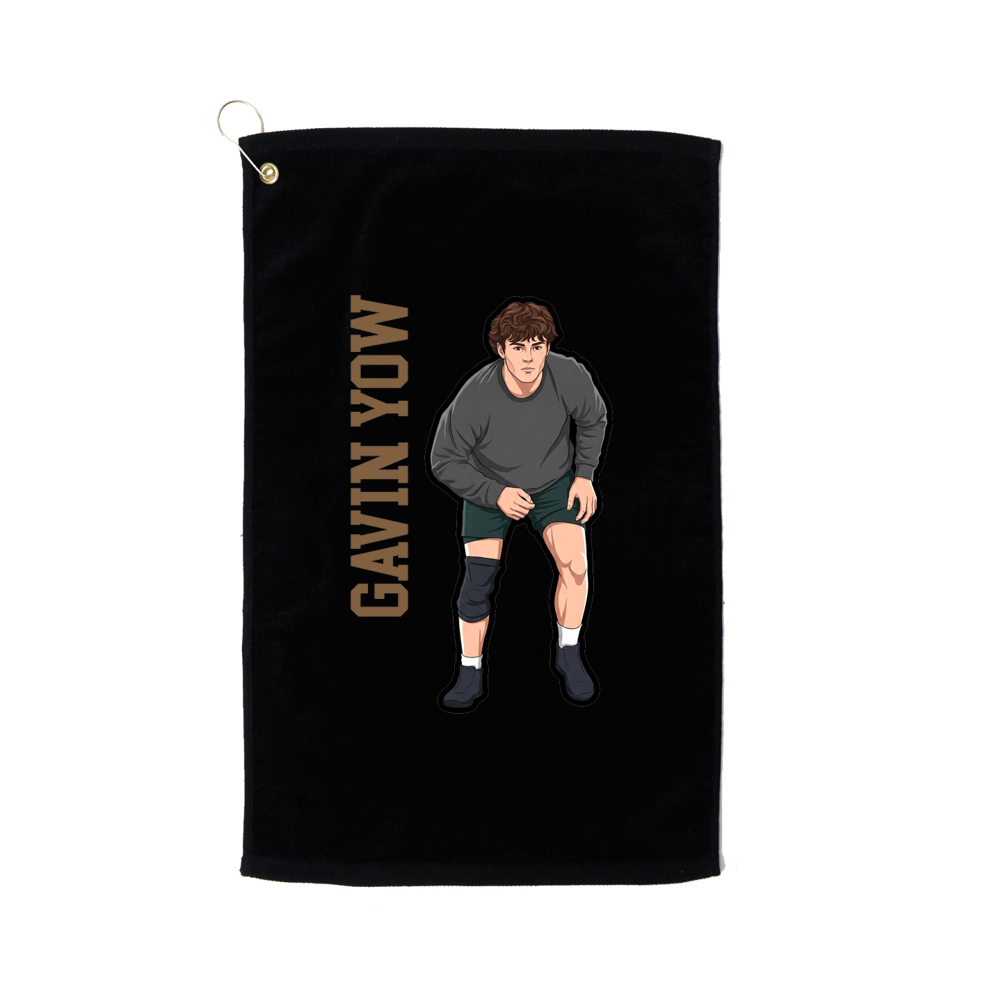 Golf Towel — Name Vertical in Black