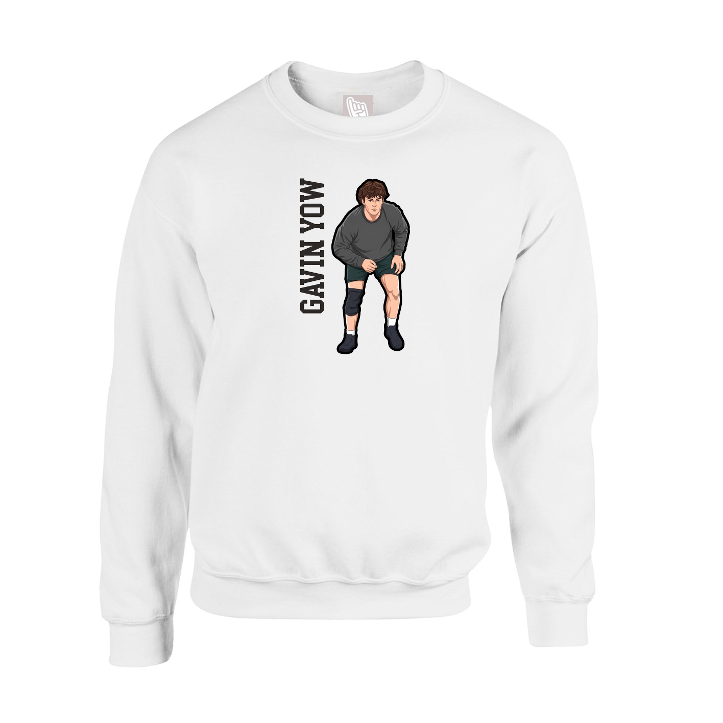 Fleece Crew — Name Vertical in White