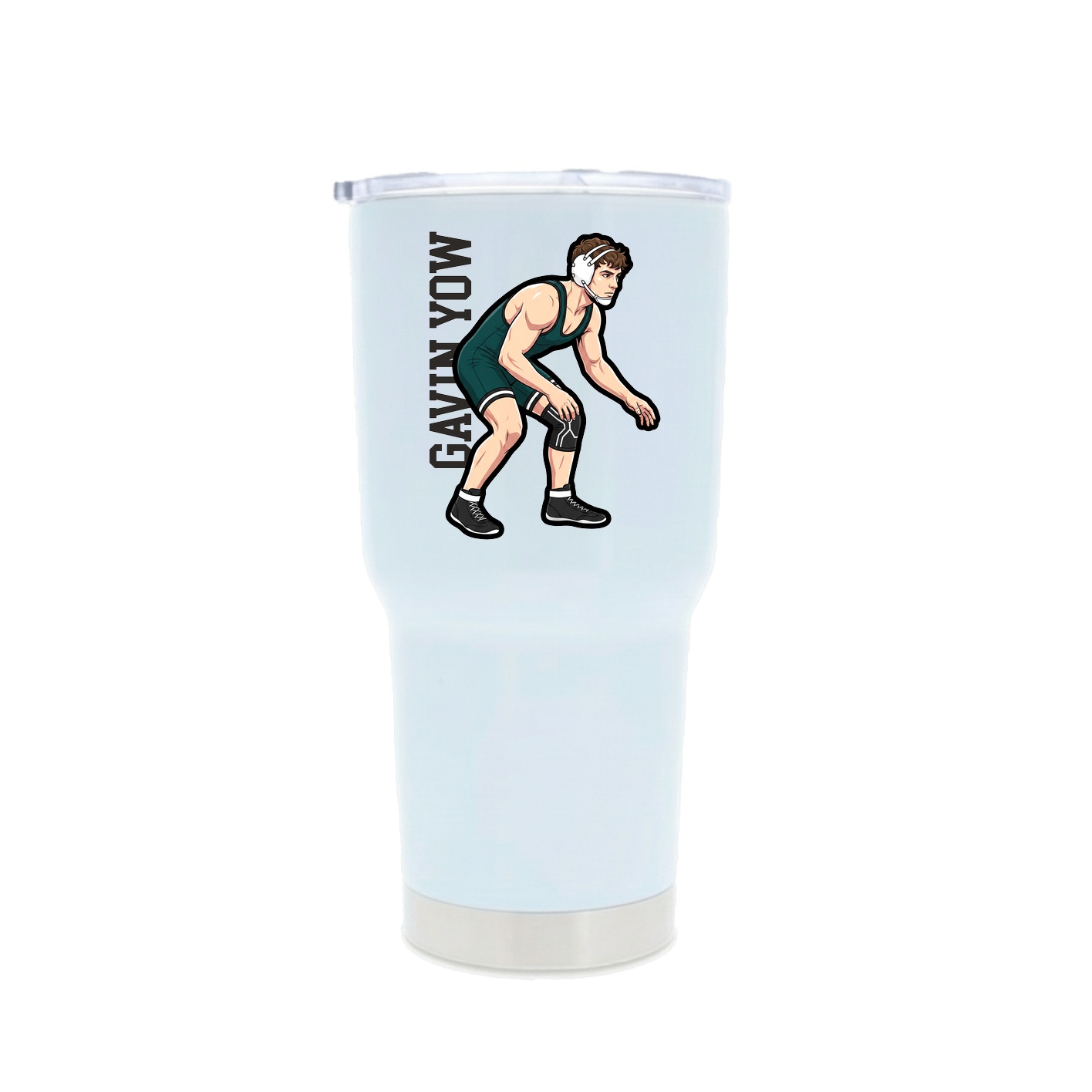 30oz Stainless Steel Tumbler — Name Vertical in White