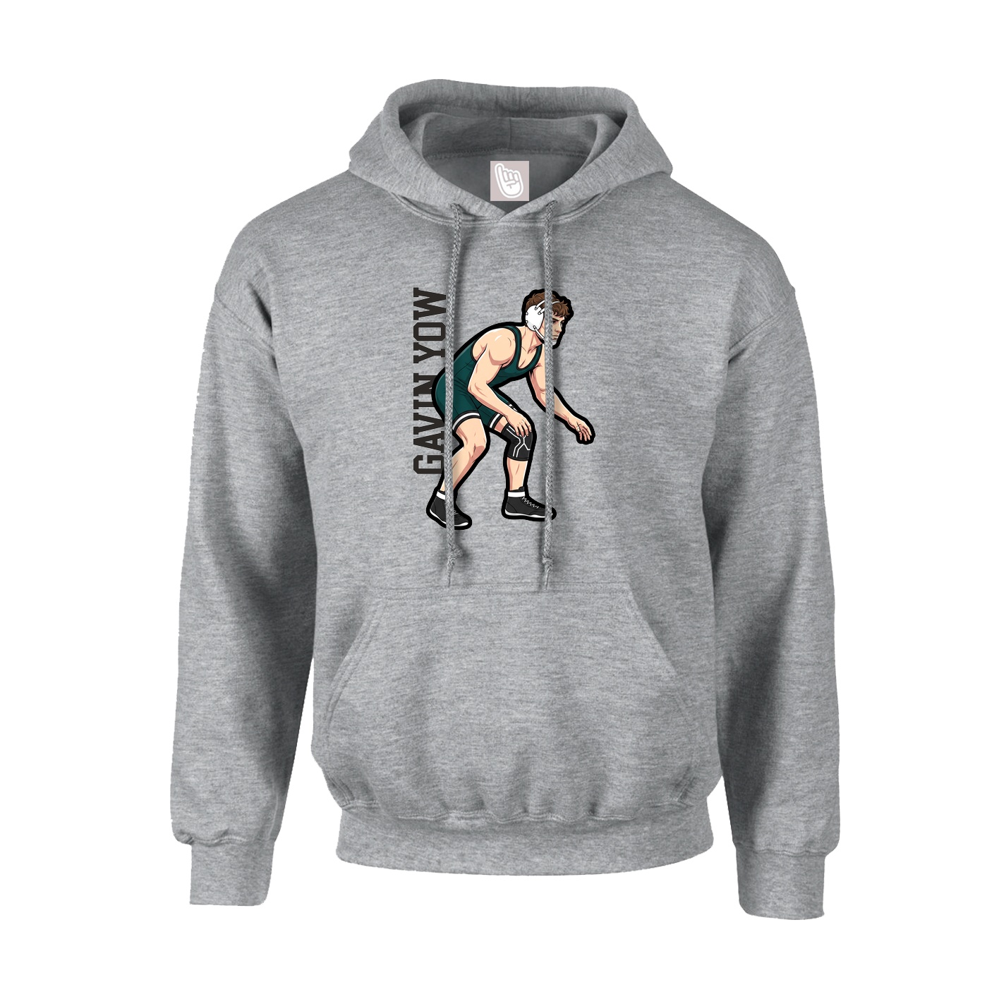 Hoodie — Name Vertical in Grey