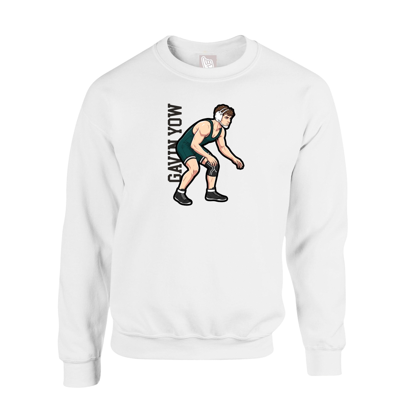 Fleece Crew — Name Vertical in White