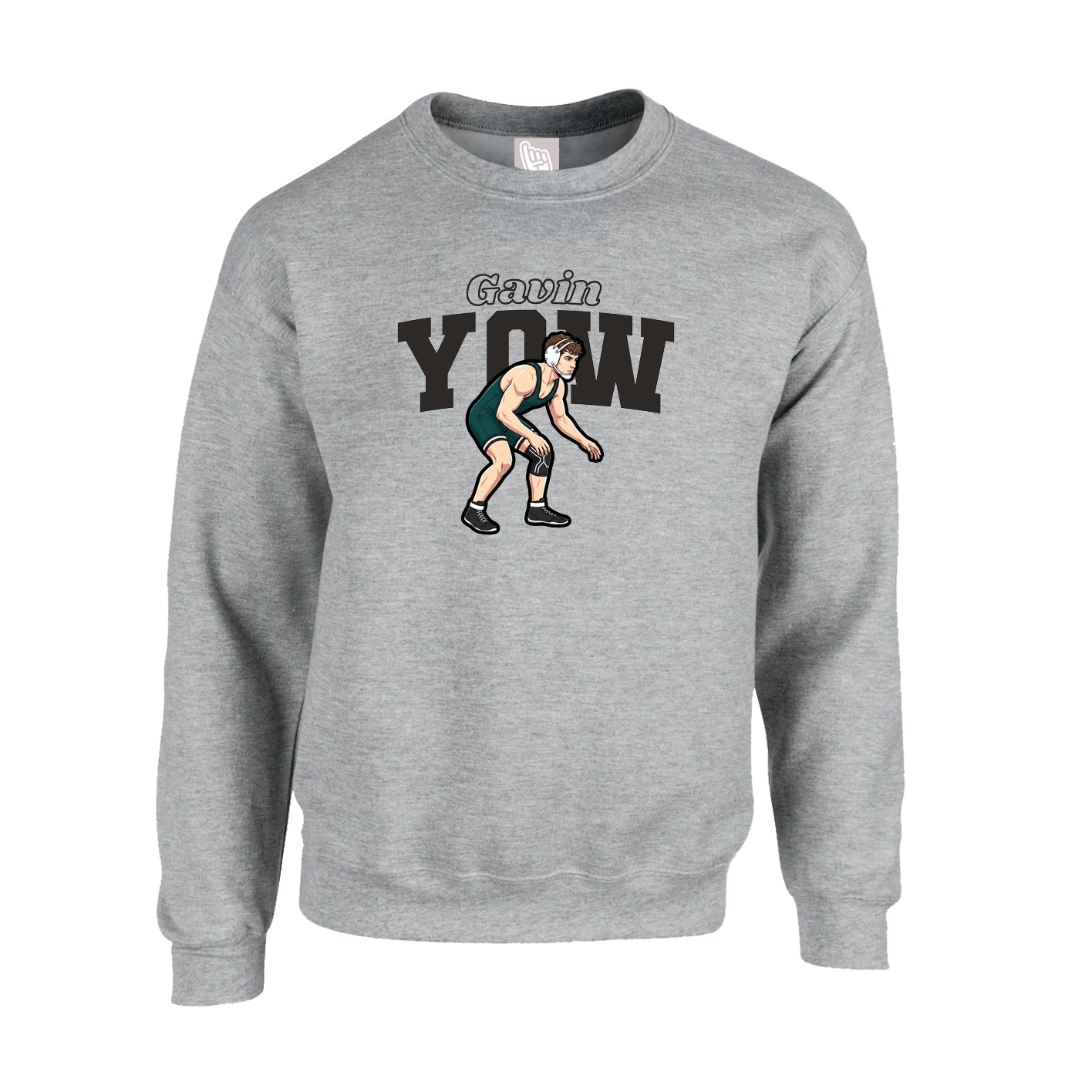 Fleece Crew — Name Arch in Grey