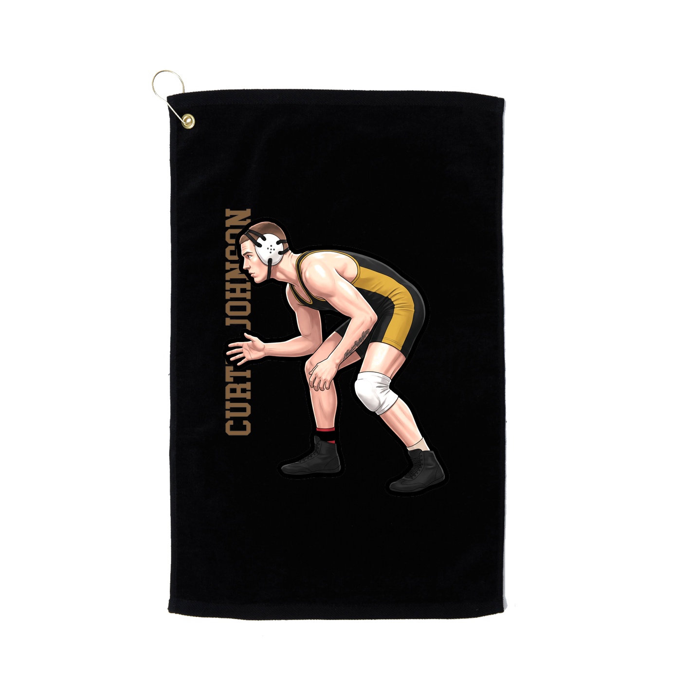 Golf Towel — Name Vertical in Black