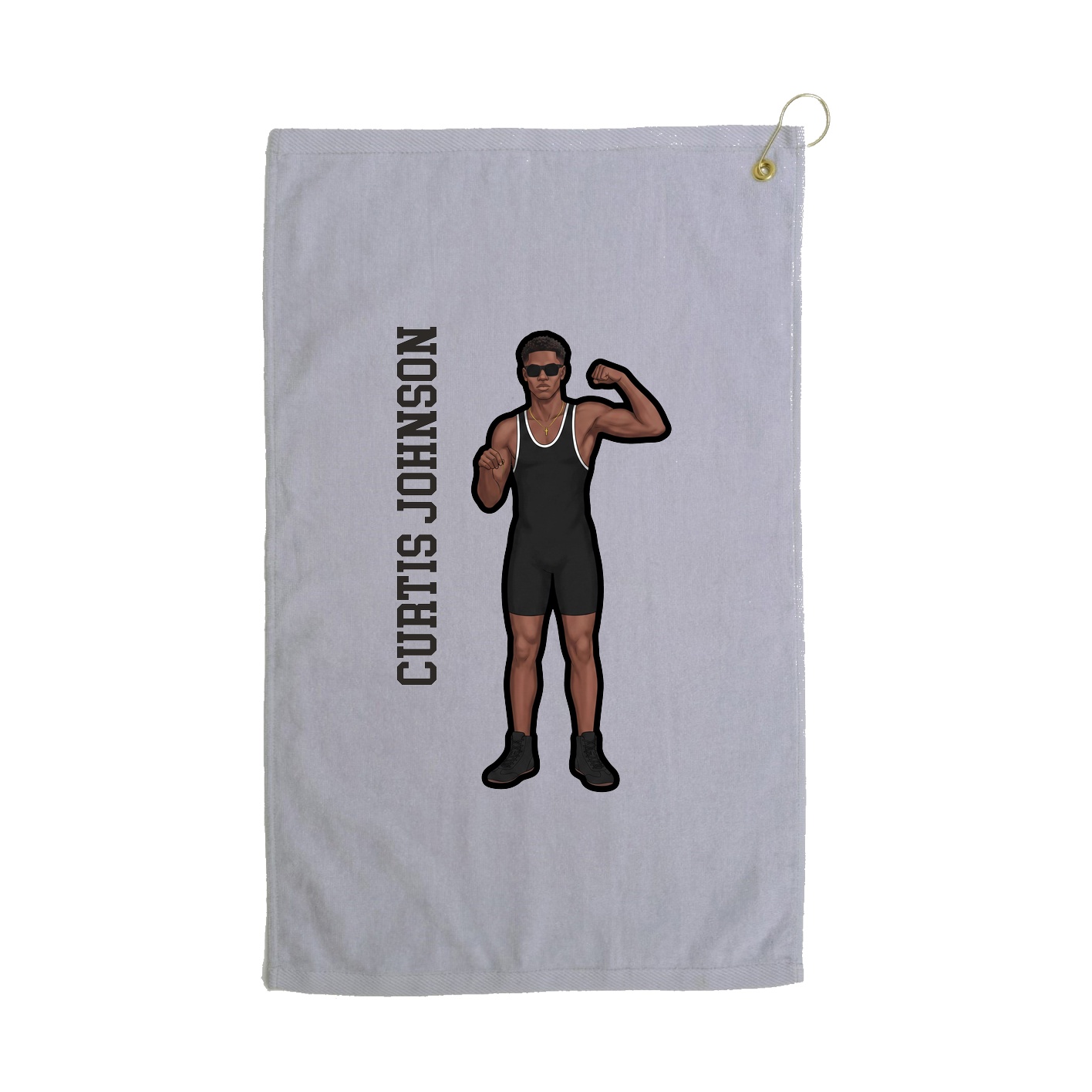 Golf Towel — Name Vertical in Grey