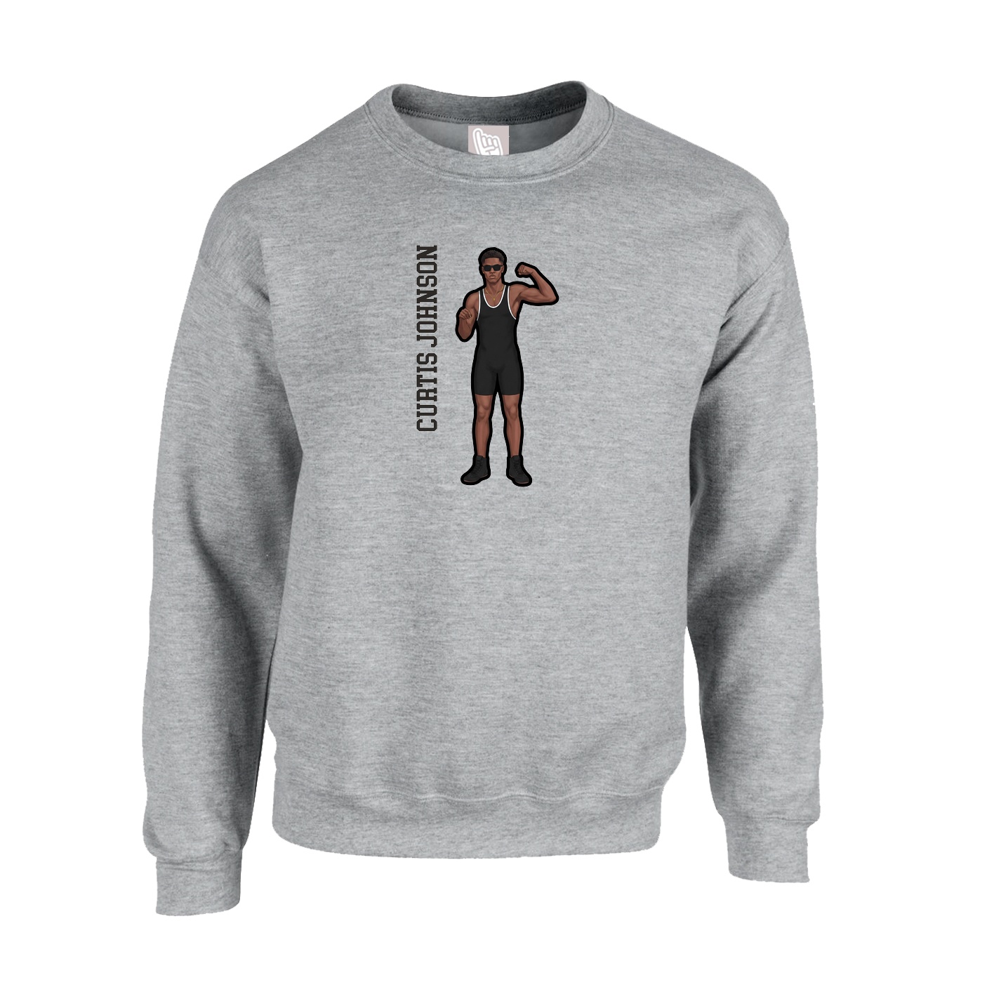 Fleece Crew — Name Vertical in Grey