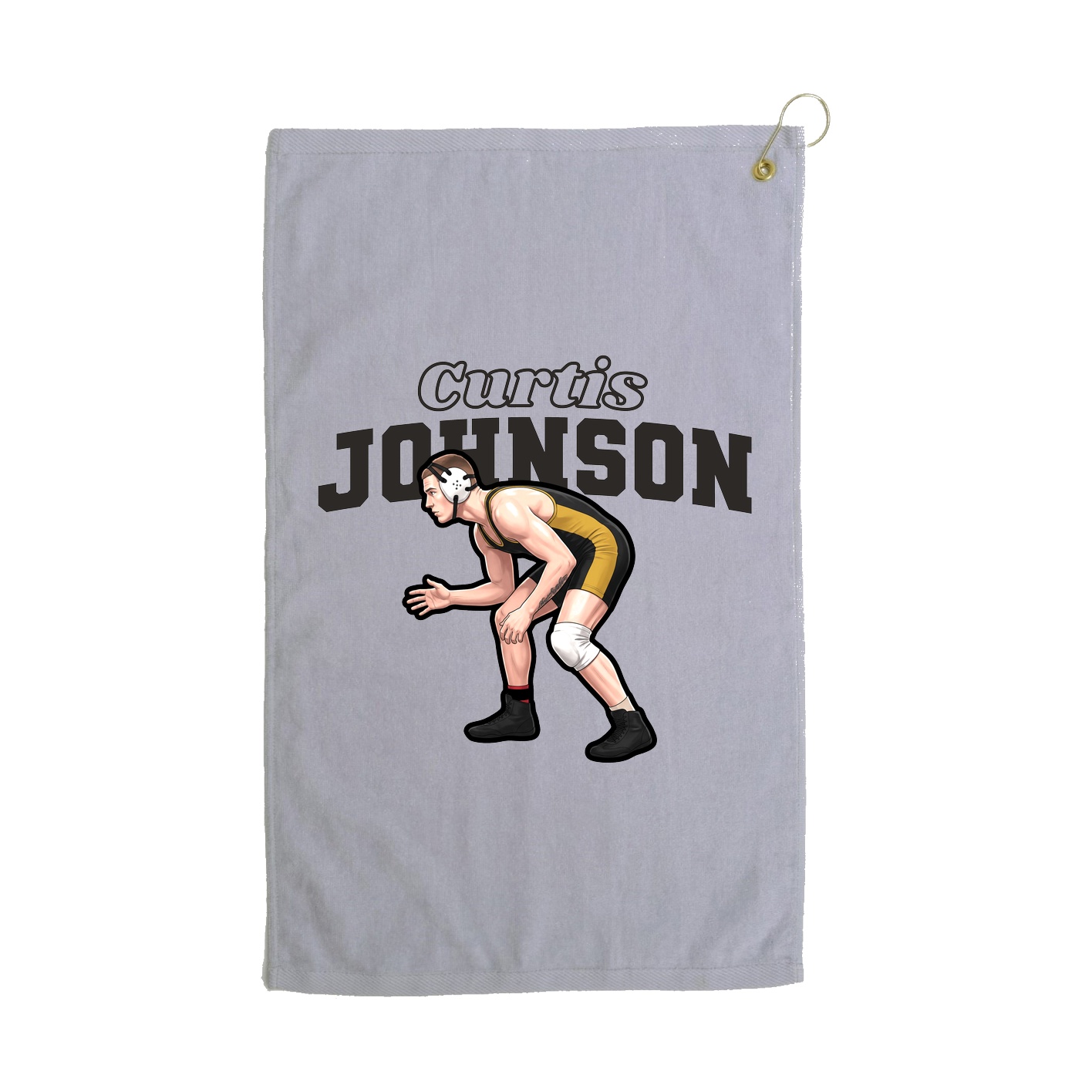 Golf Towel — Name Arch in Grey