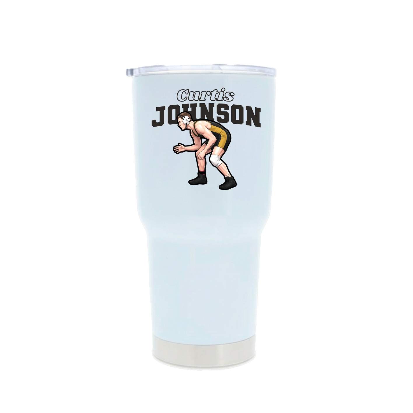 30oz Stainless Steel Tumbler — Name Arch in White