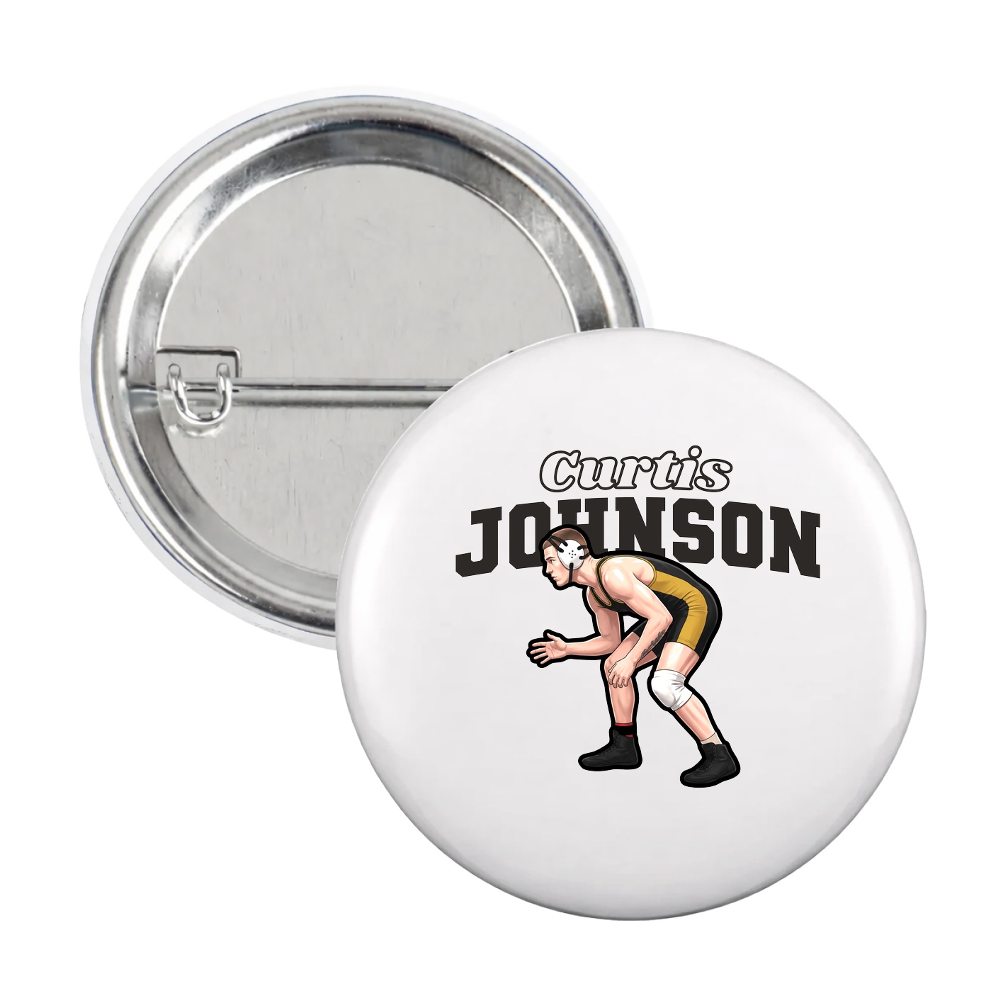 Game Day Button — Name Arch in White