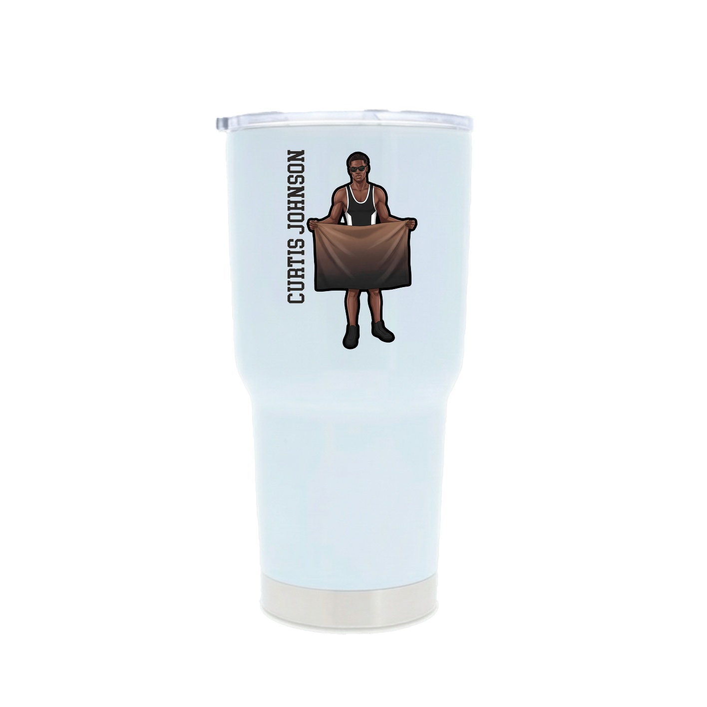 30oz Stainless Steel Tumbler — Name Vertical in White