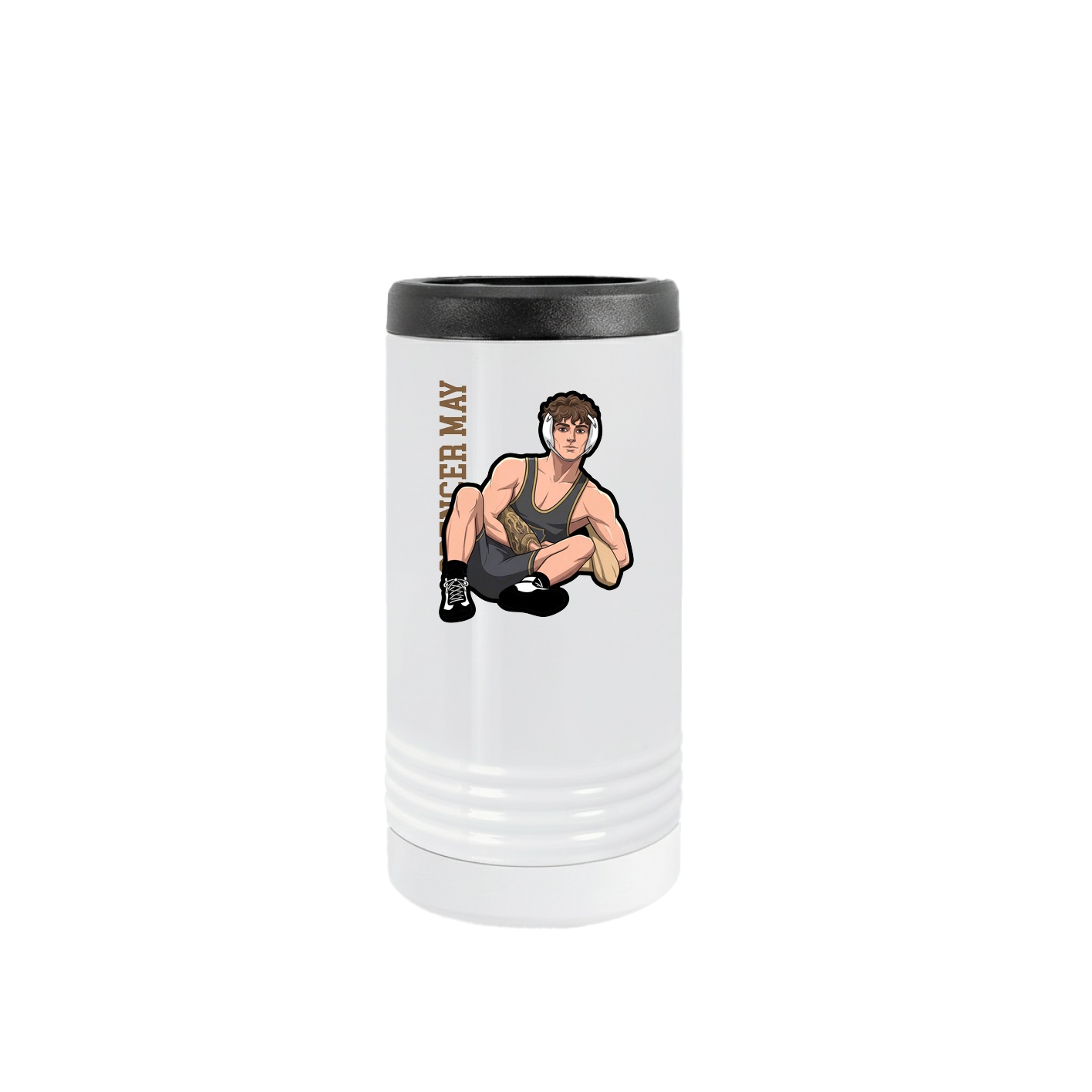 Slim Beverage Holder — Name Vertical in White