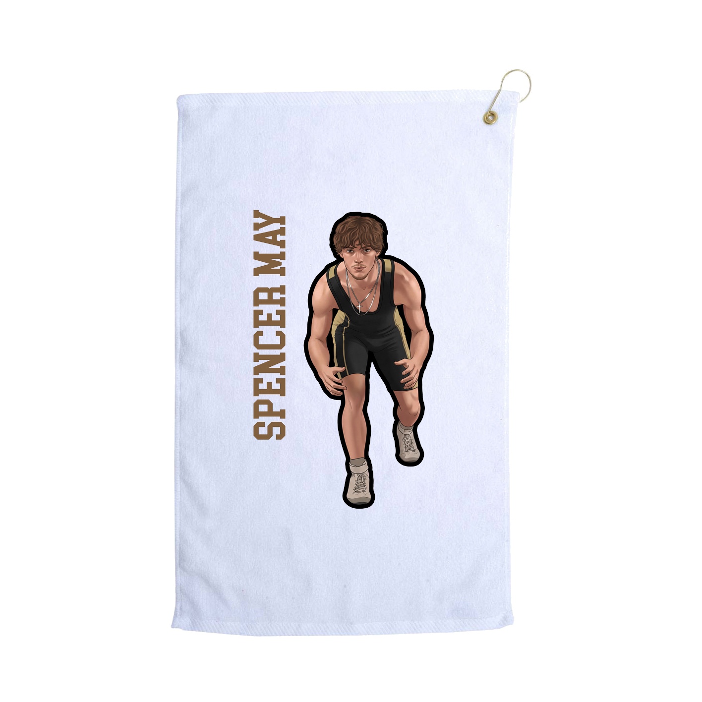 Golf Towel — Name Vertical in White