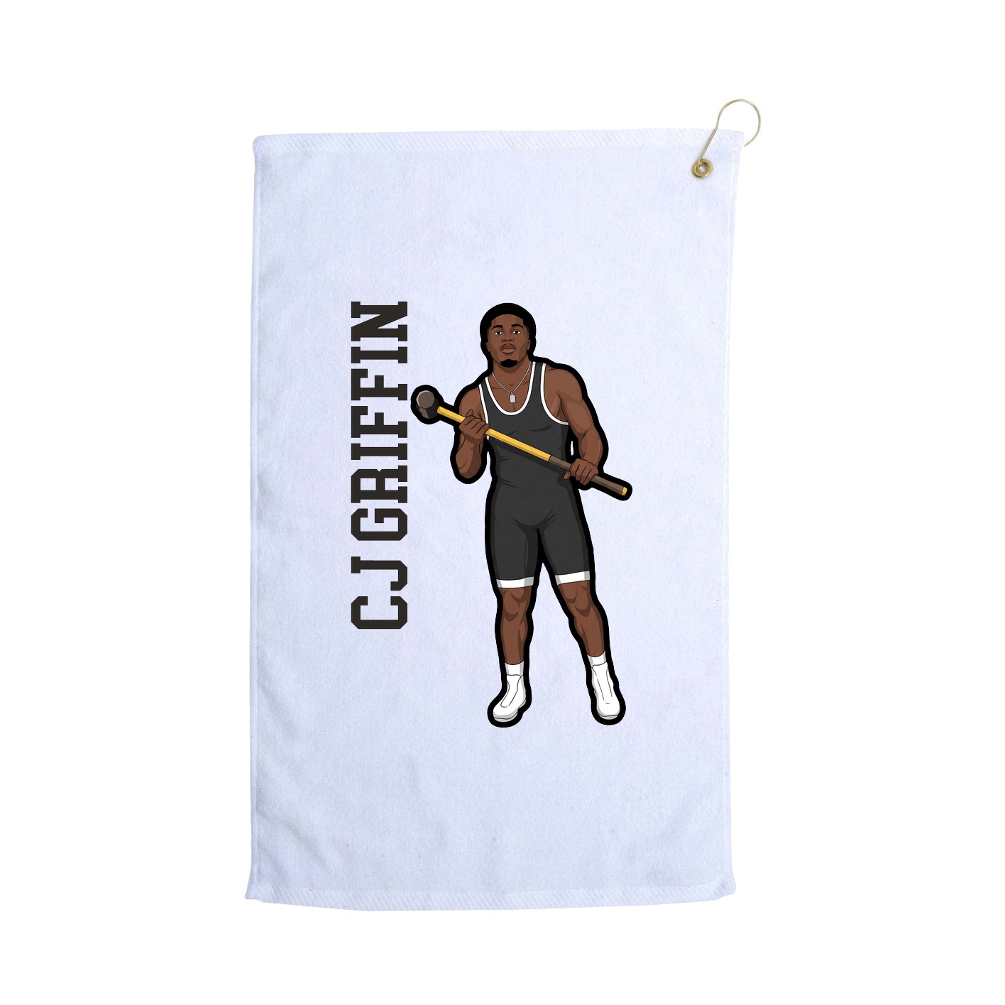 Golf Towel — Name Vertical in White