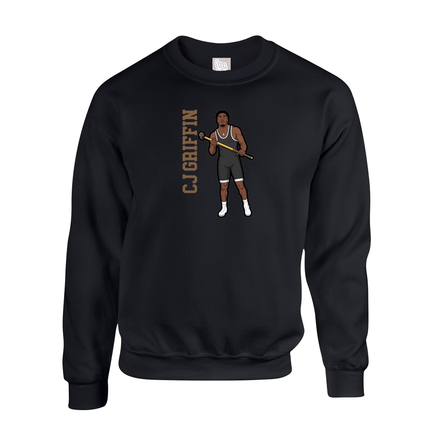 Fleece Crew — Name Vertical in Black