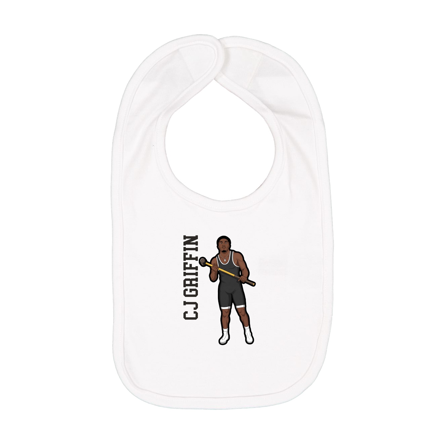 Infant Bib — Name Vertical in White