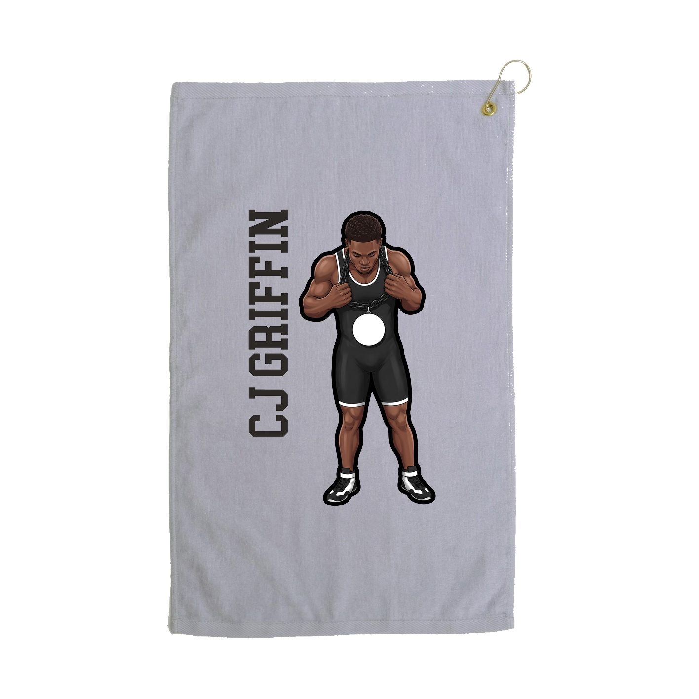Golf Towel — Name Vertical in Grey