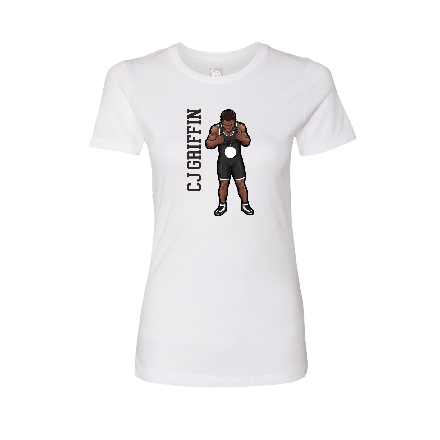Fitted Women's Tee — Name Vertical in White