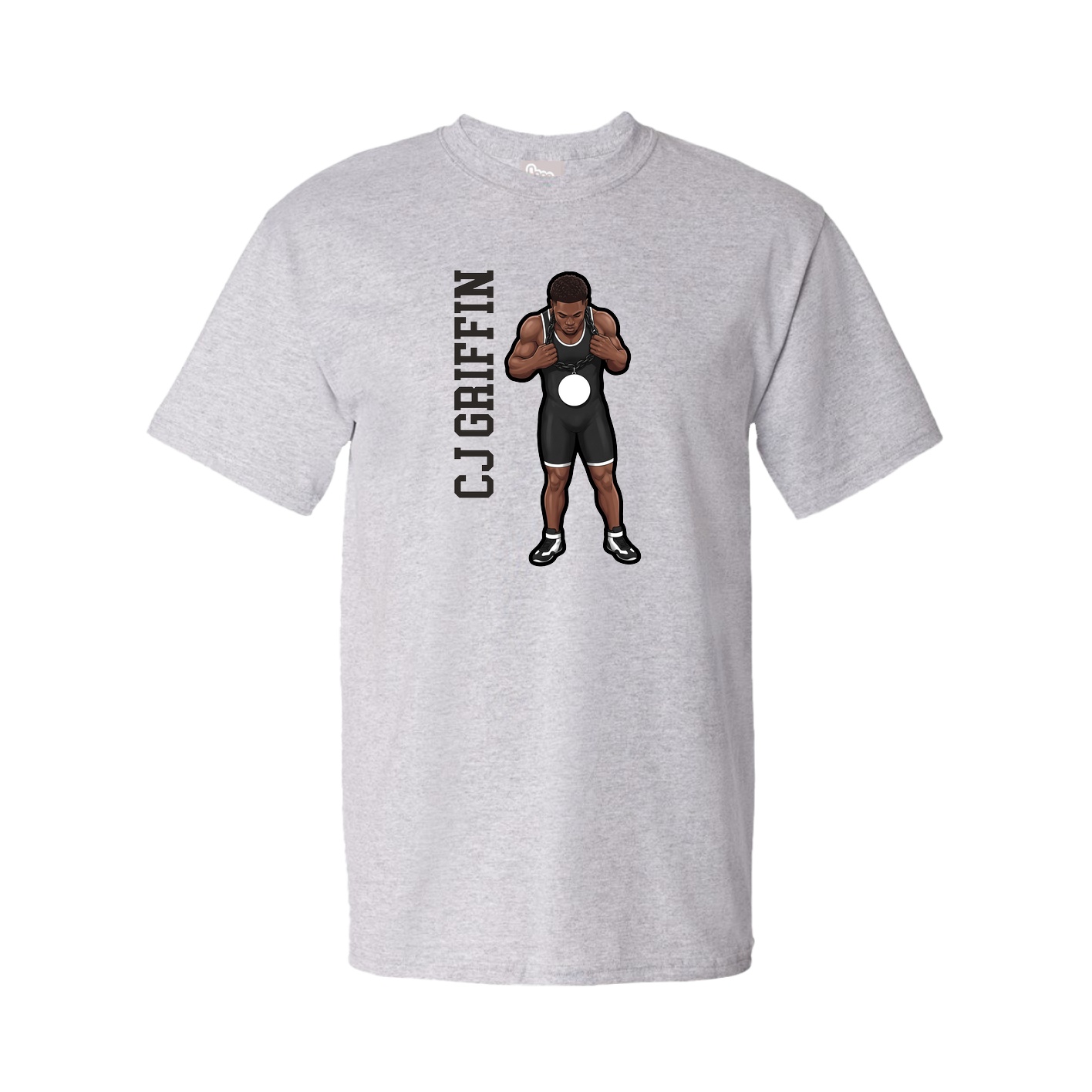 Youth Tee — Name Vertical in Grey