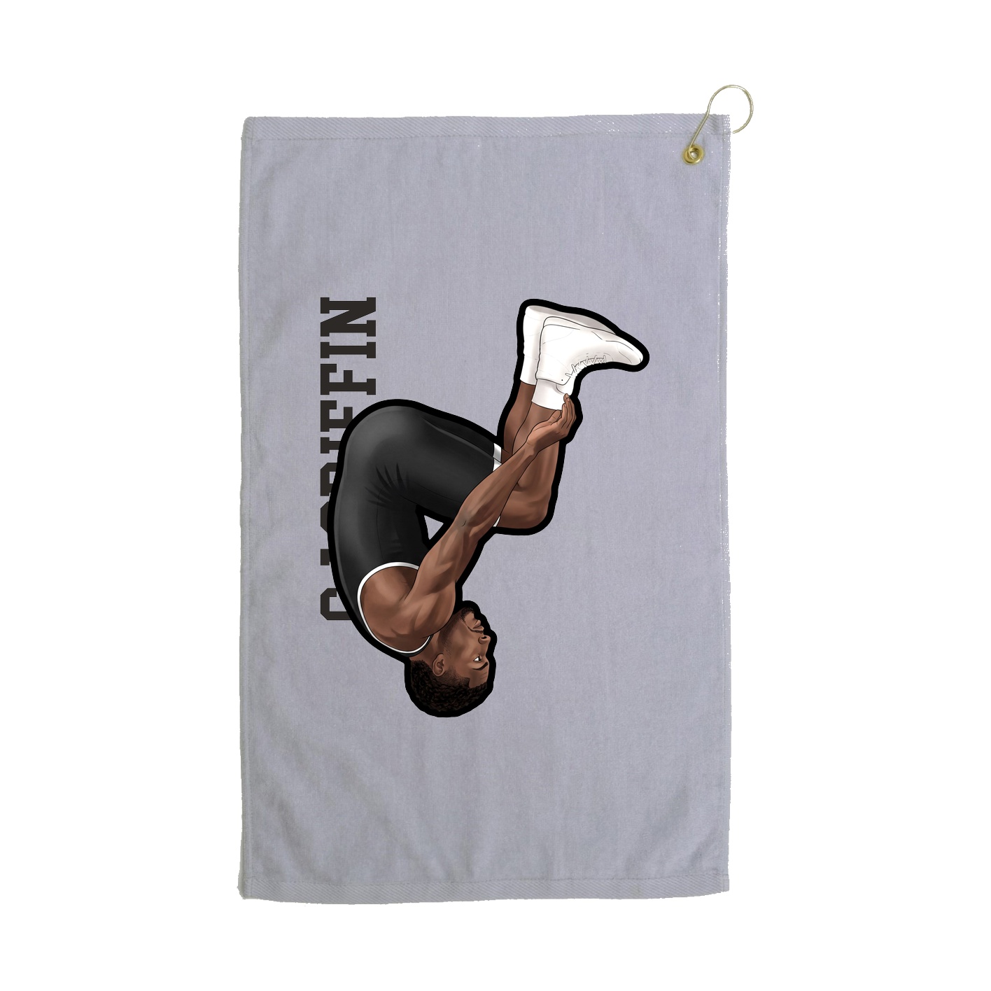Golf Towel — Name Vertical in Grey
