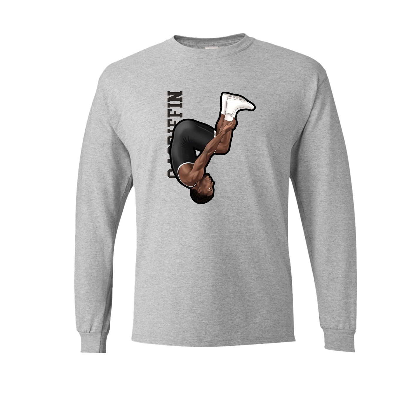 Long Sleeve Tee — Name Vertical in Grey