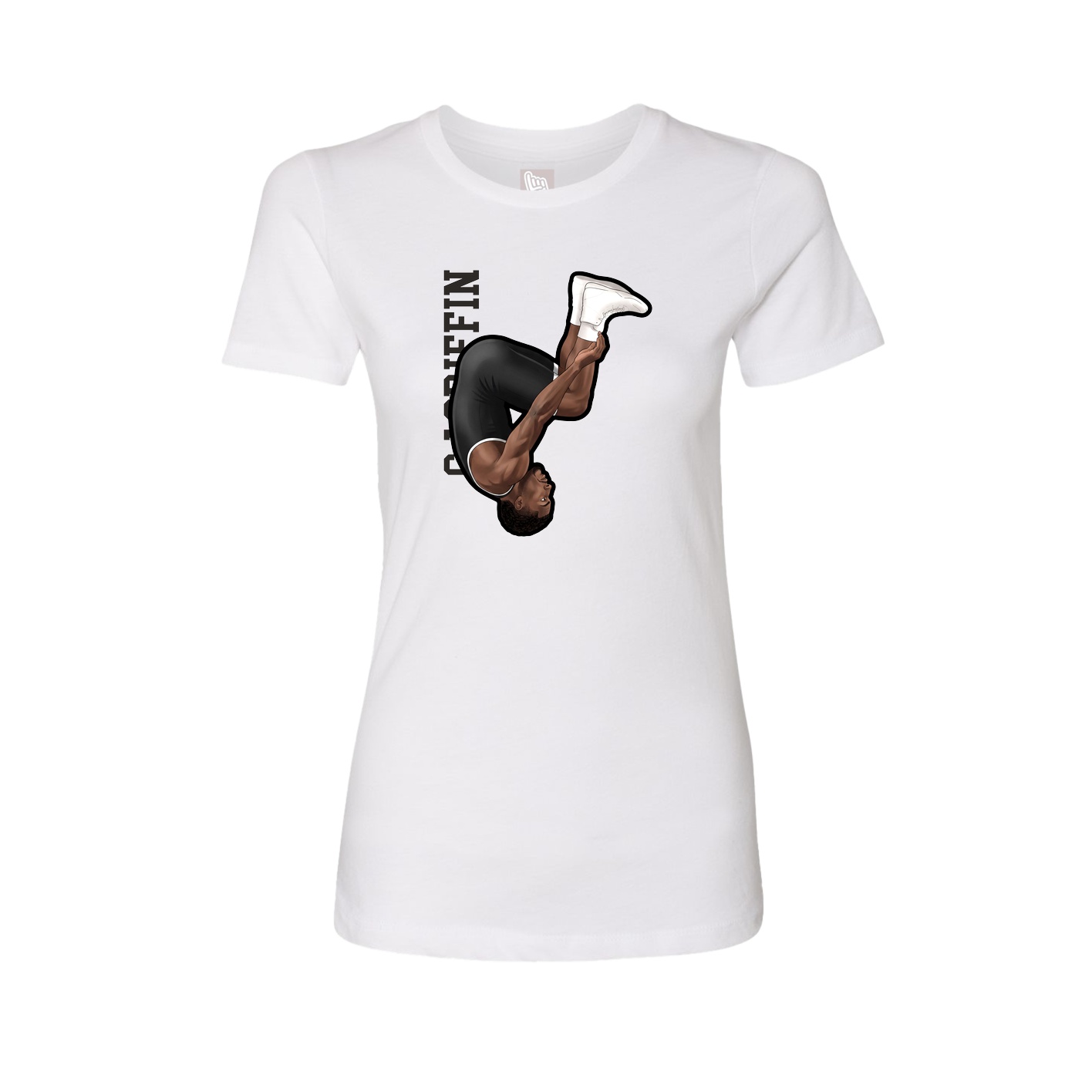 Fitted Women's Tee — Name Vertical in White