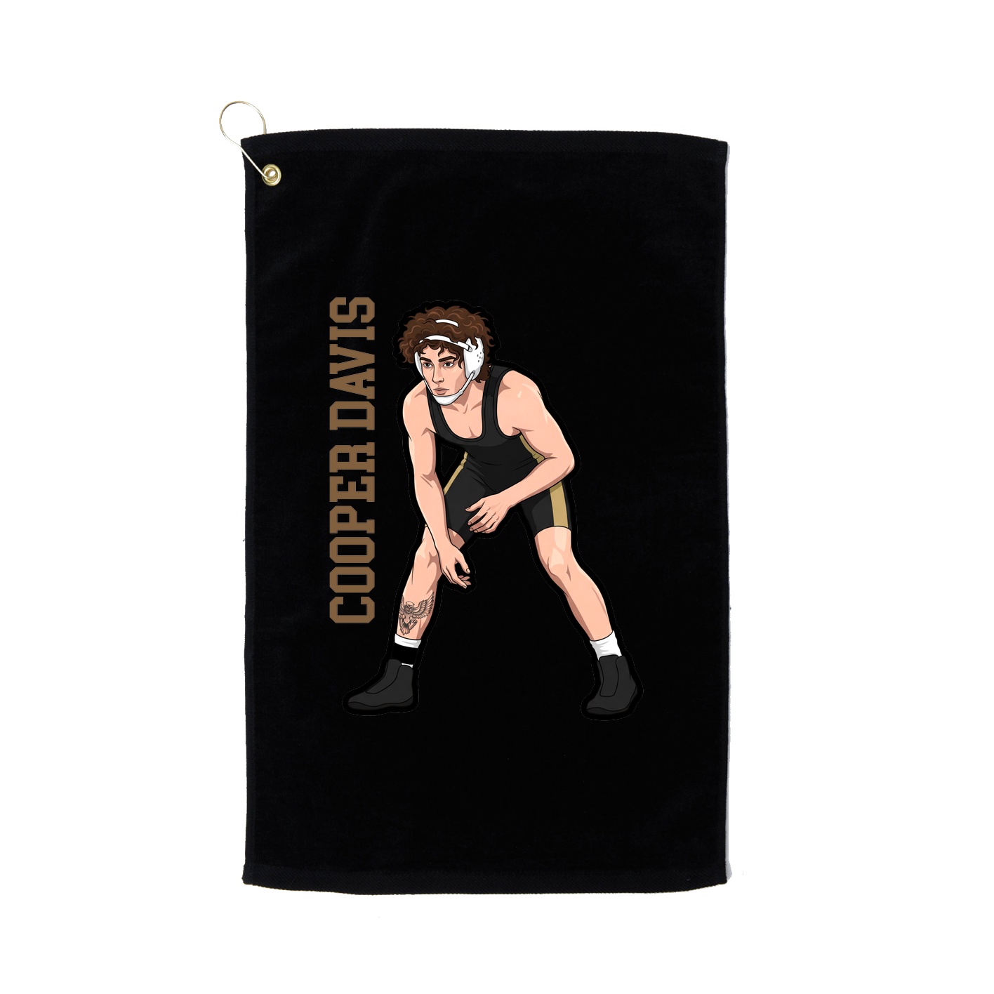 Golf Towel — Name Vertical in Black