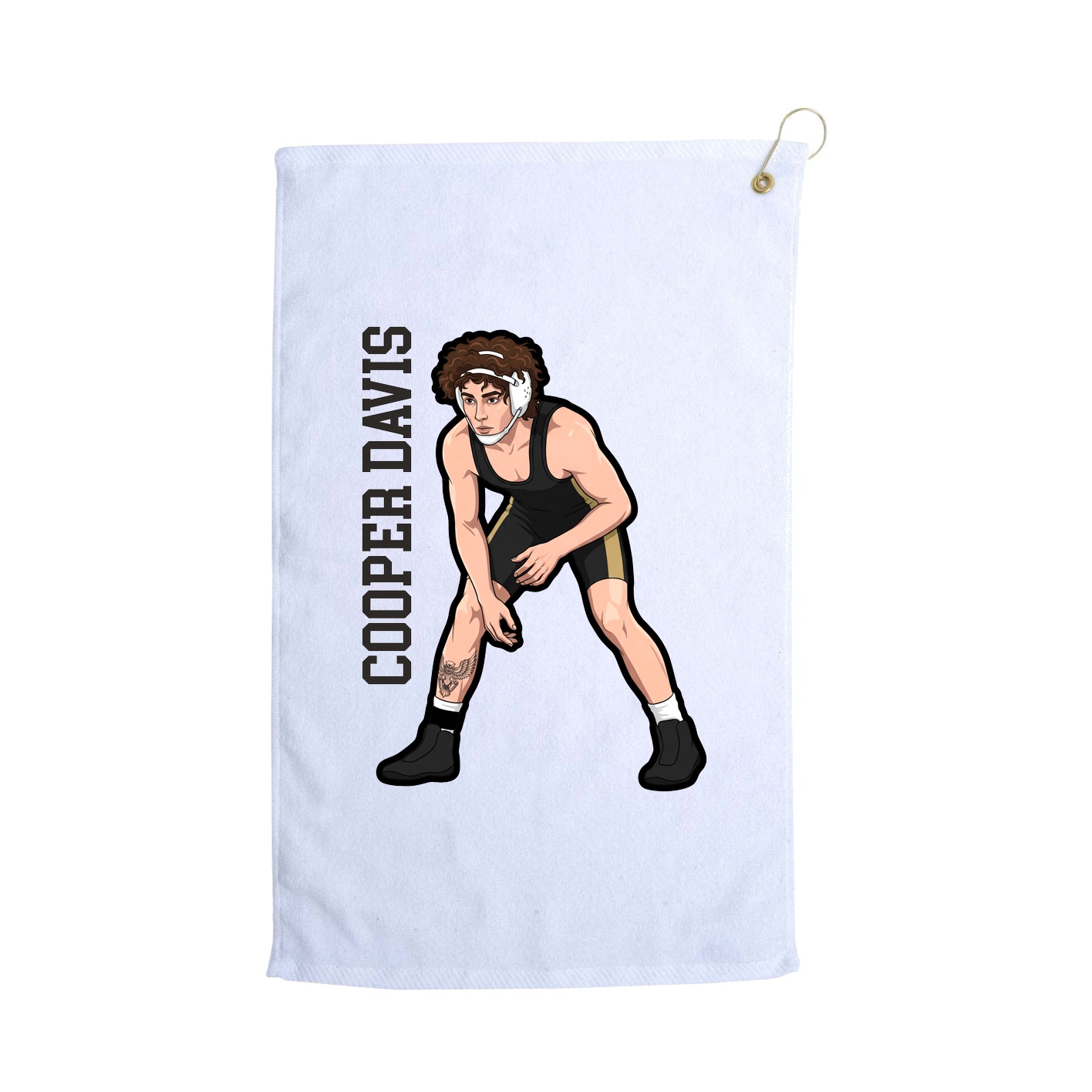 Golf Towel — Name Vertical in White