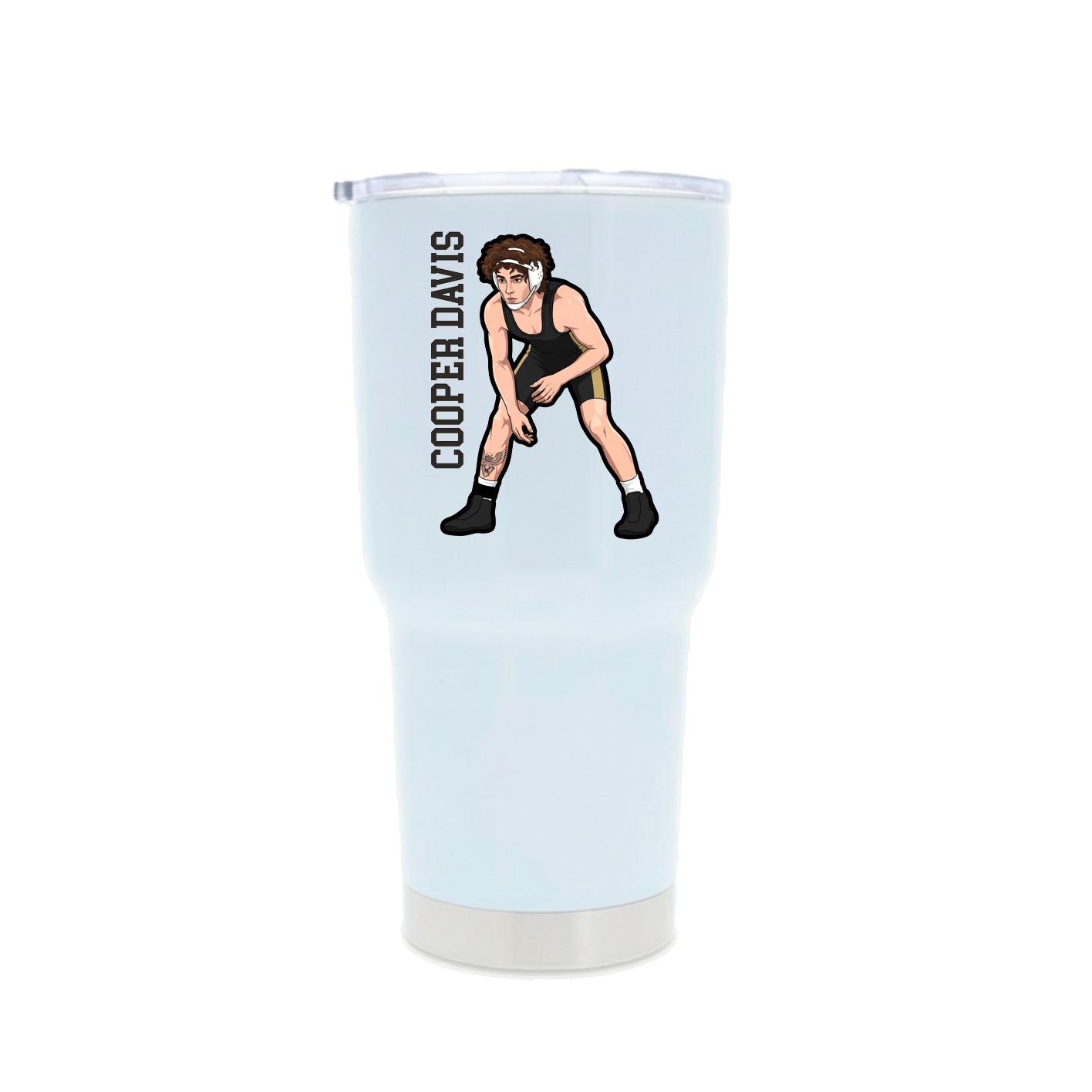30oz Stainless Steel Tumbler — Name Vertical in White