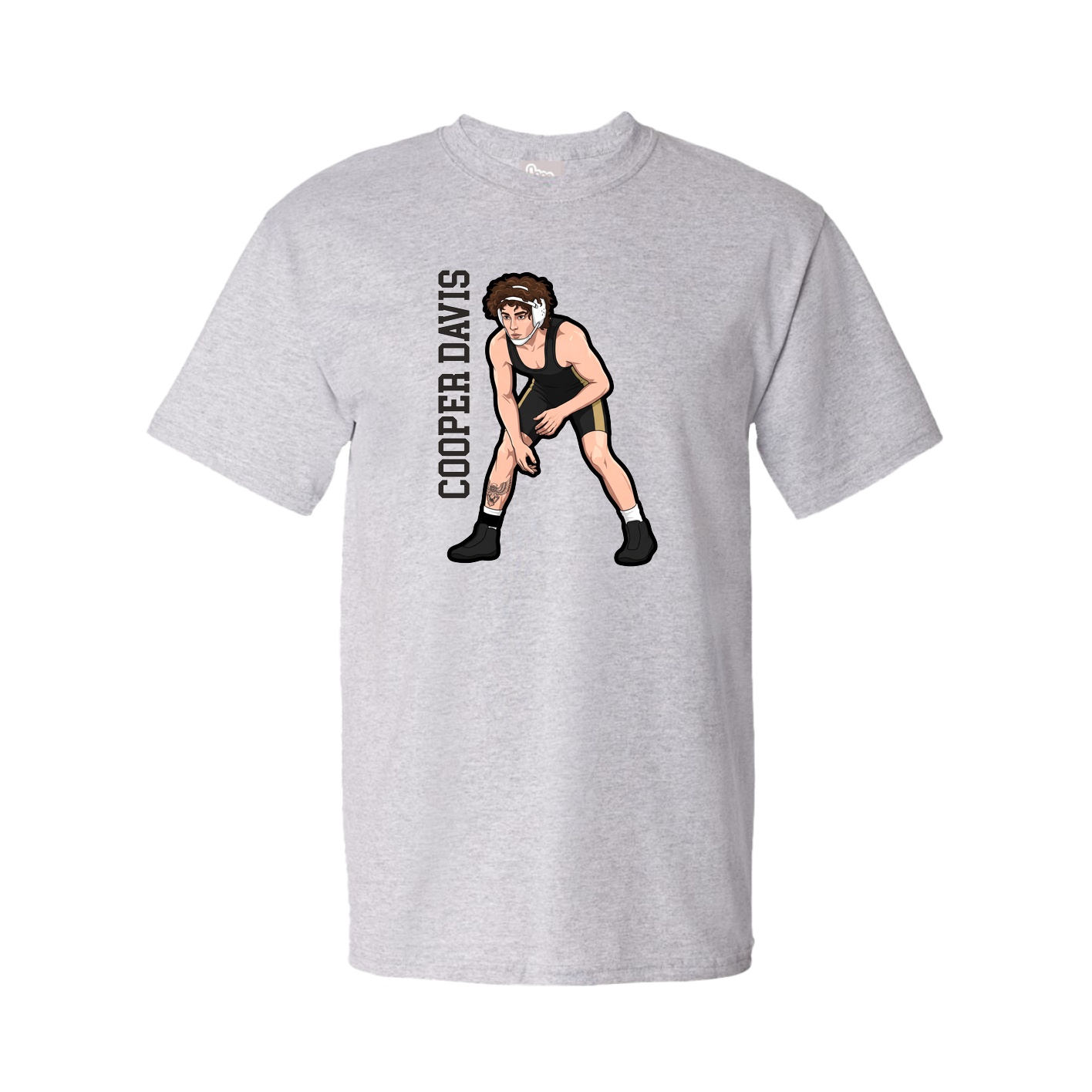 Youth Tee — Name Vertical in Grey