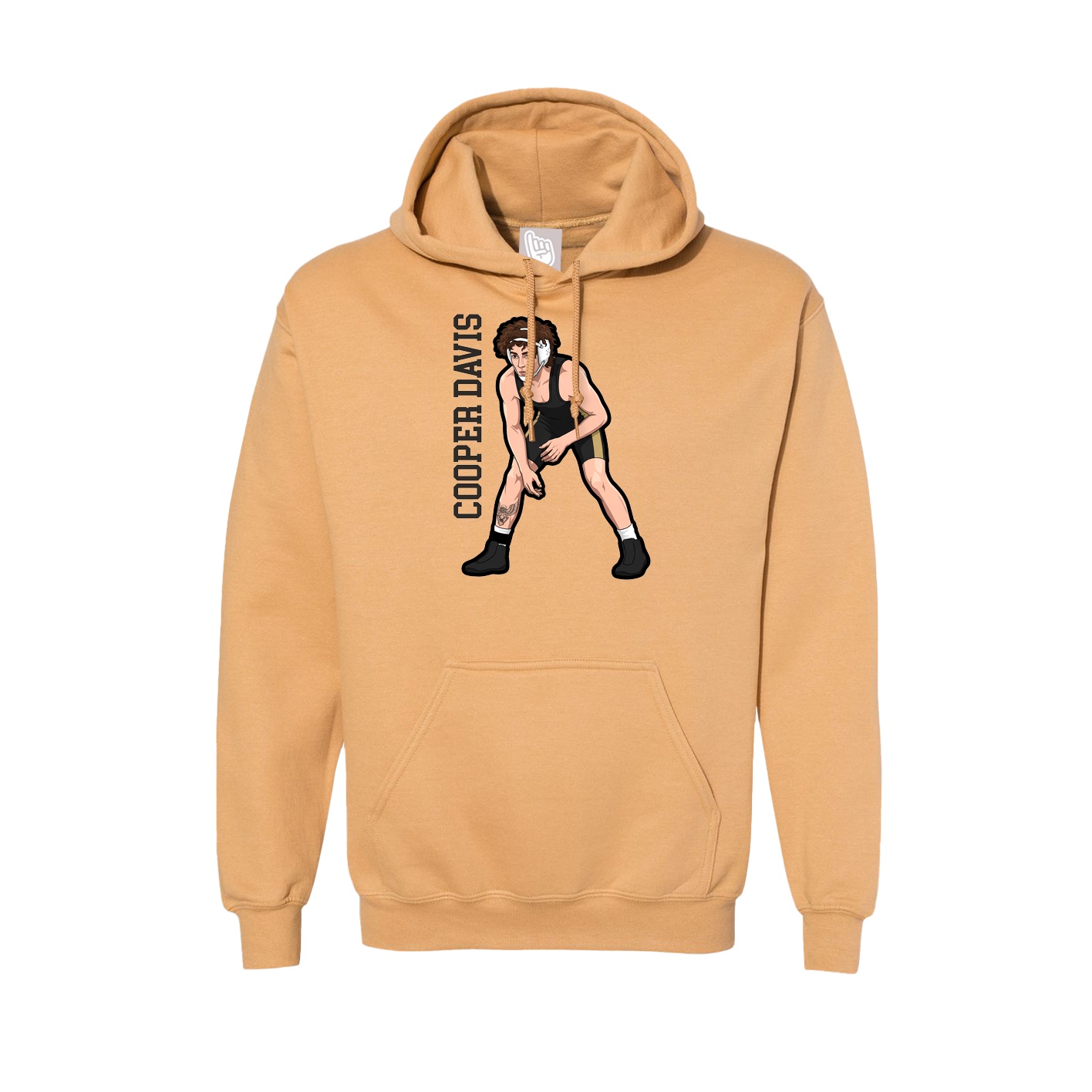 Hoodie — Name Vertical in Vegas Gold