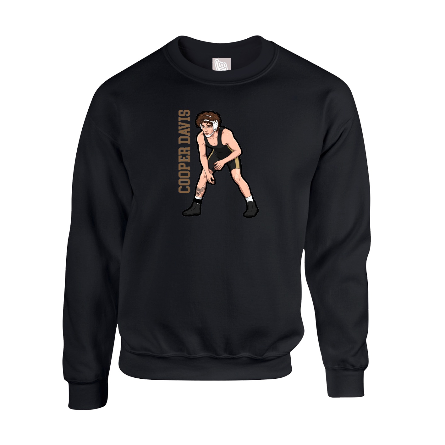 Fleece Crew — Name Vertical in Black