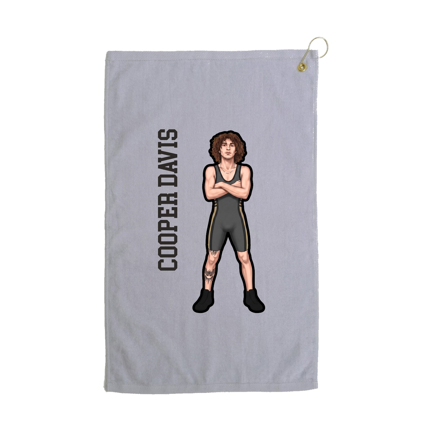 Golf Towel — Name Vertical in Grey