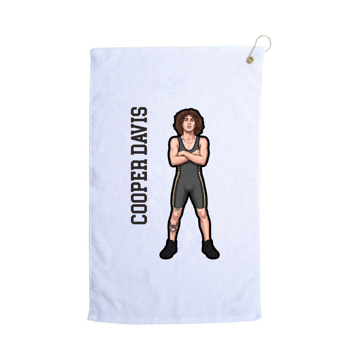 Golf Towel — Name Vertical in White