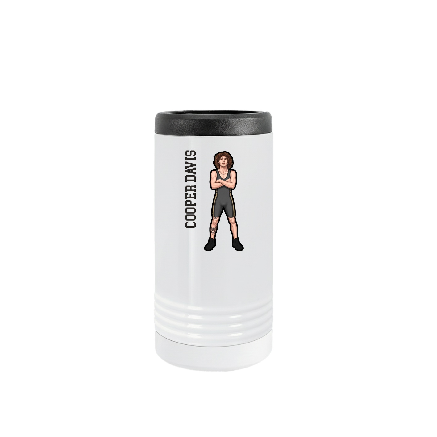 Slim Beverage Holder — Name Vertical in White
