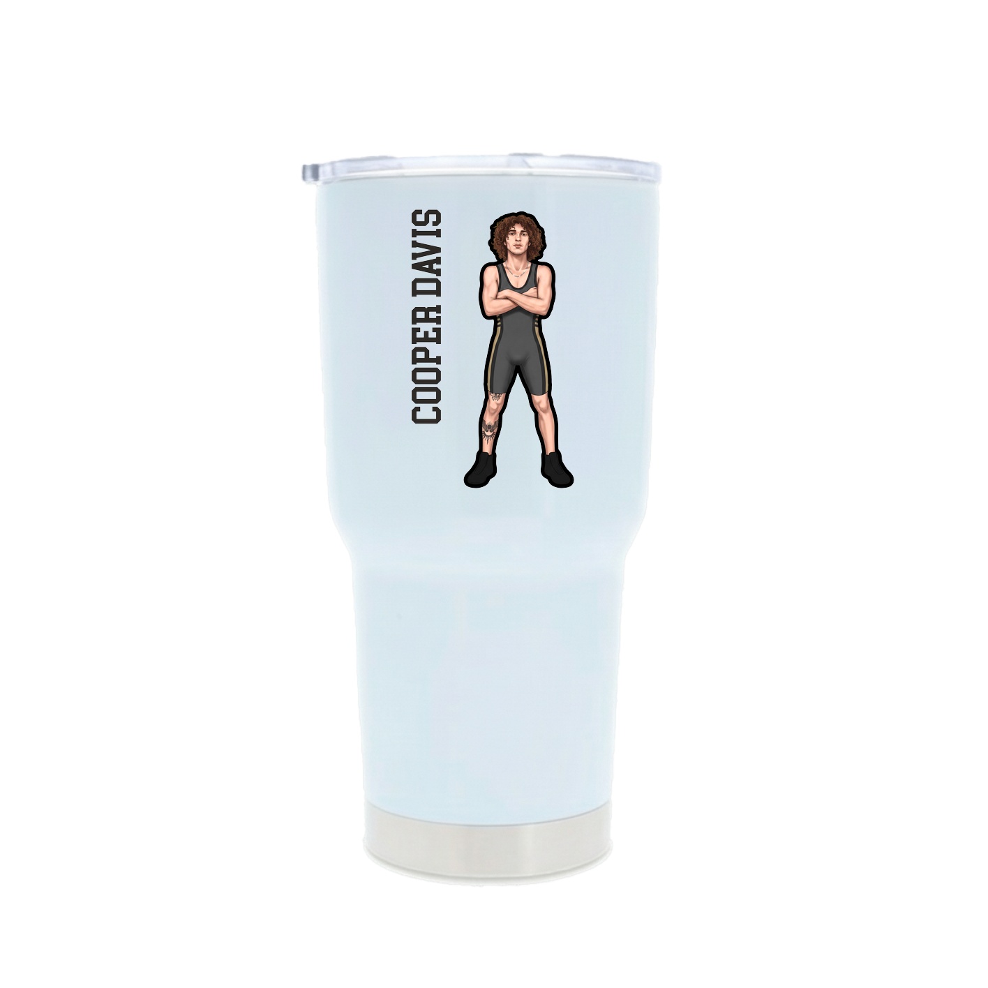 30oz Stainless Steel Tumbler — Name Vertical in White