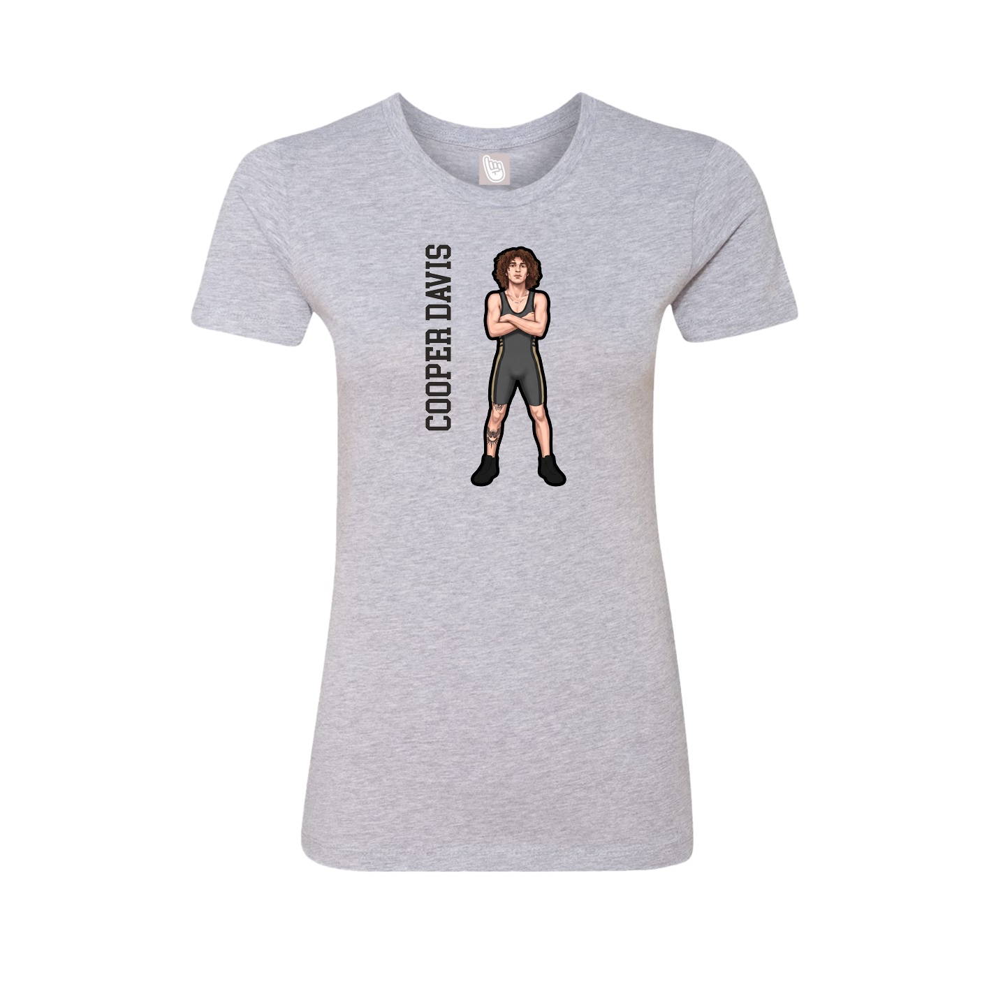 Womens Tee — Name Vertical in Grey
