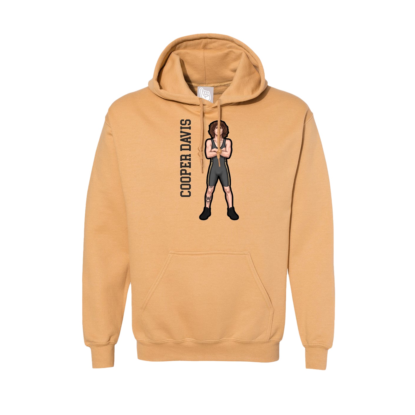 Hoodie — Name Vertical in Vegas Gold