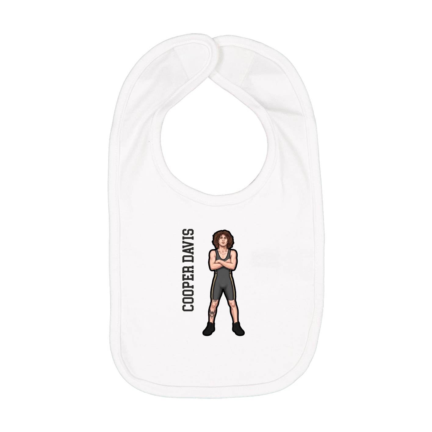 Infant Bib — Name Vertical in White