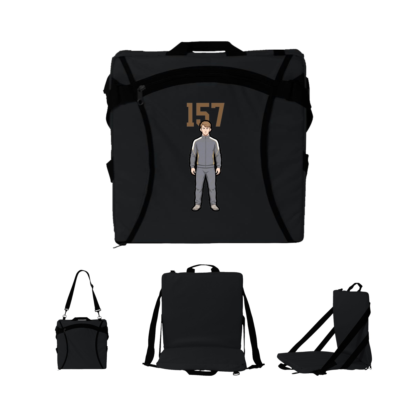 Folding Stadium Seat — Number Top in Black