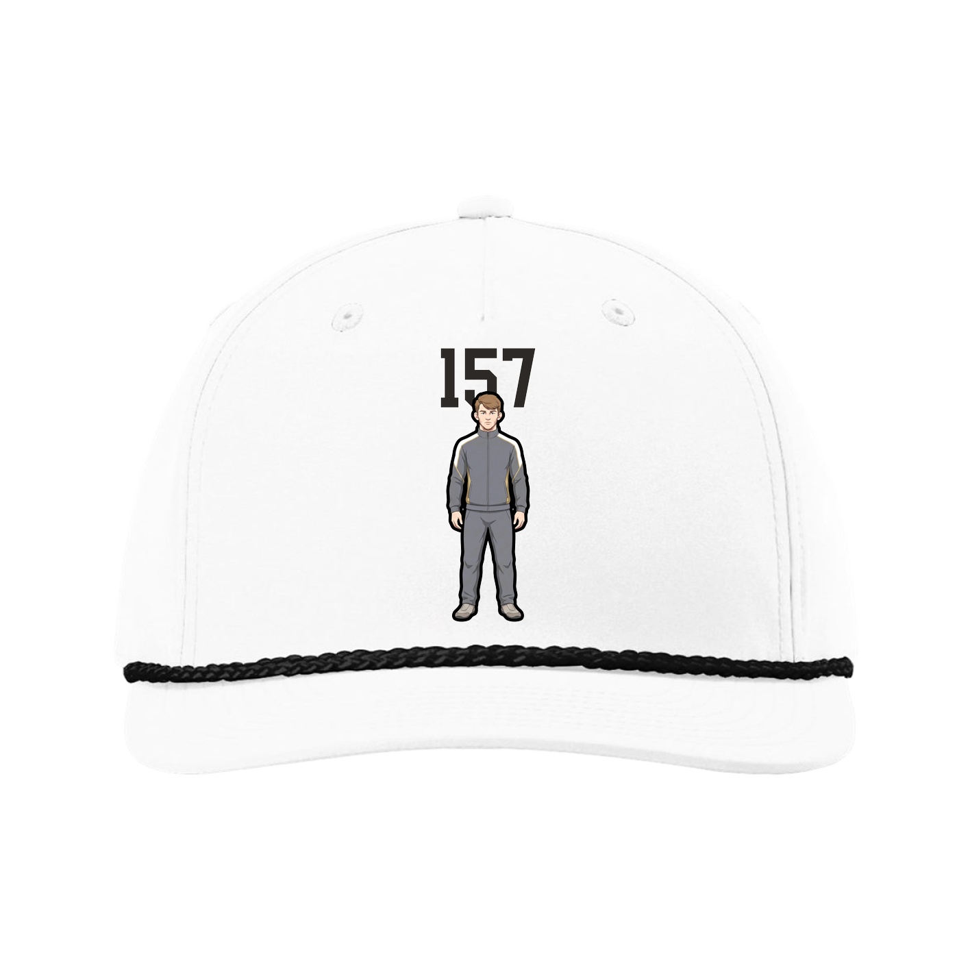 Five-Panel Classic Rope Cap — Number Top in White