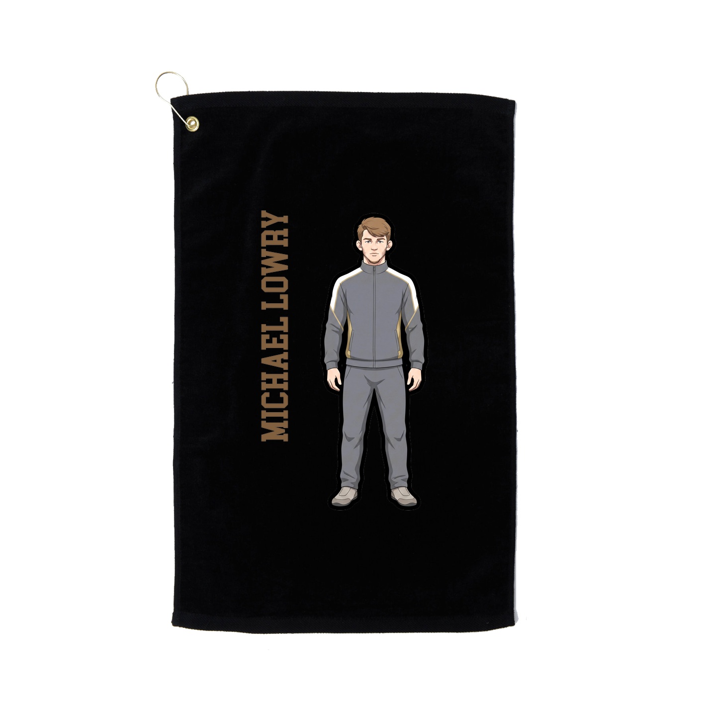 Golf Towel — Name Vertical in Black