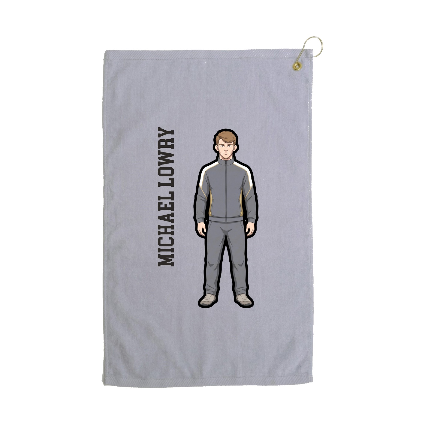 Golf Towel — Name Vertical in Grey