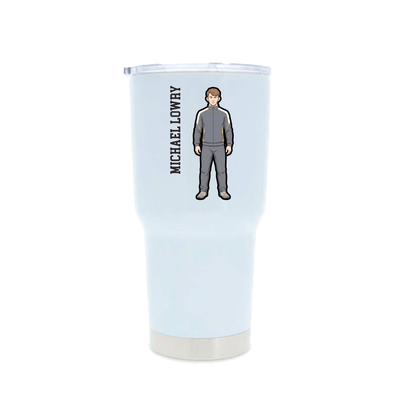 30oz Stainless Steel Tumbler — Name Vertical in White