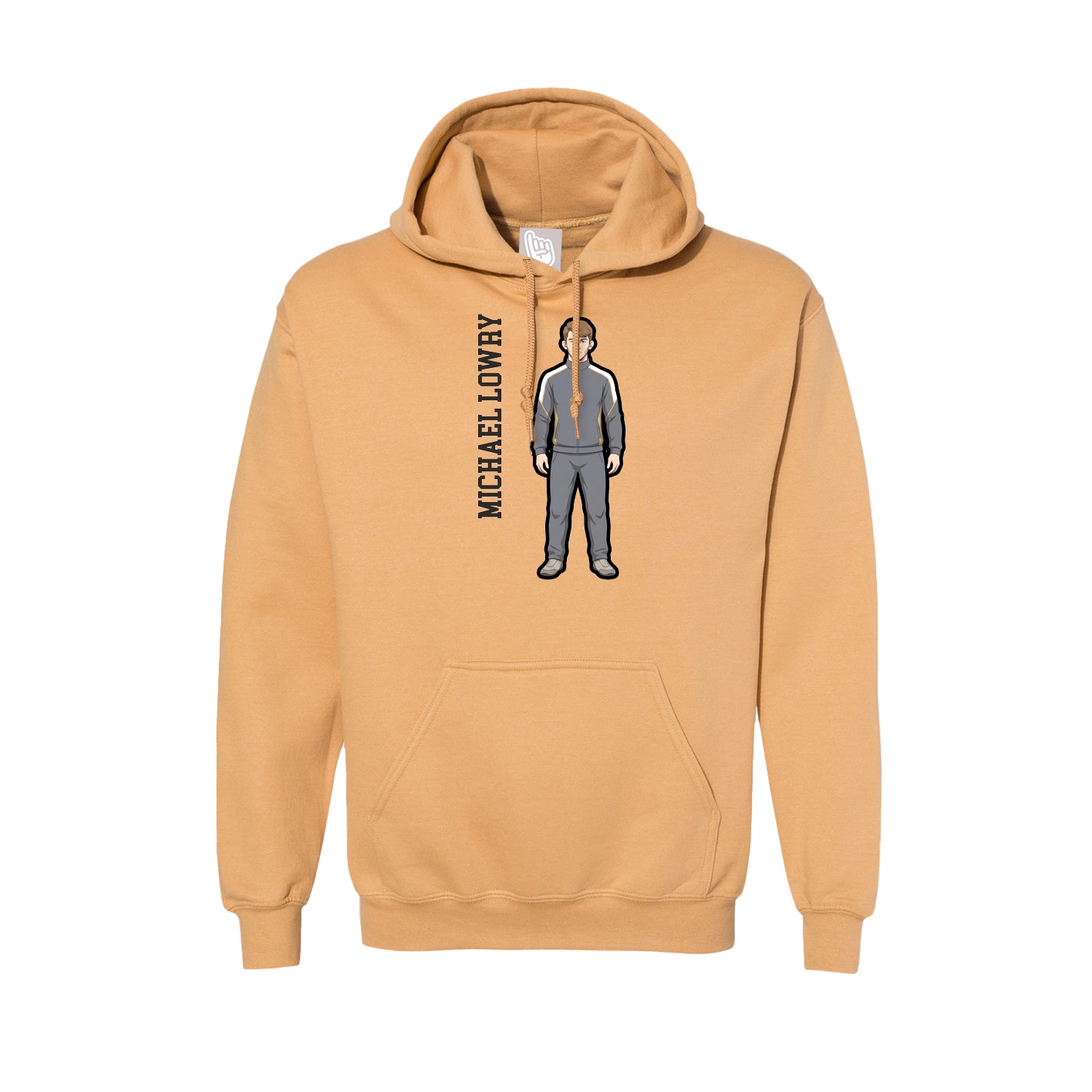 Hoodie — Name Vertical in Vegas Gold