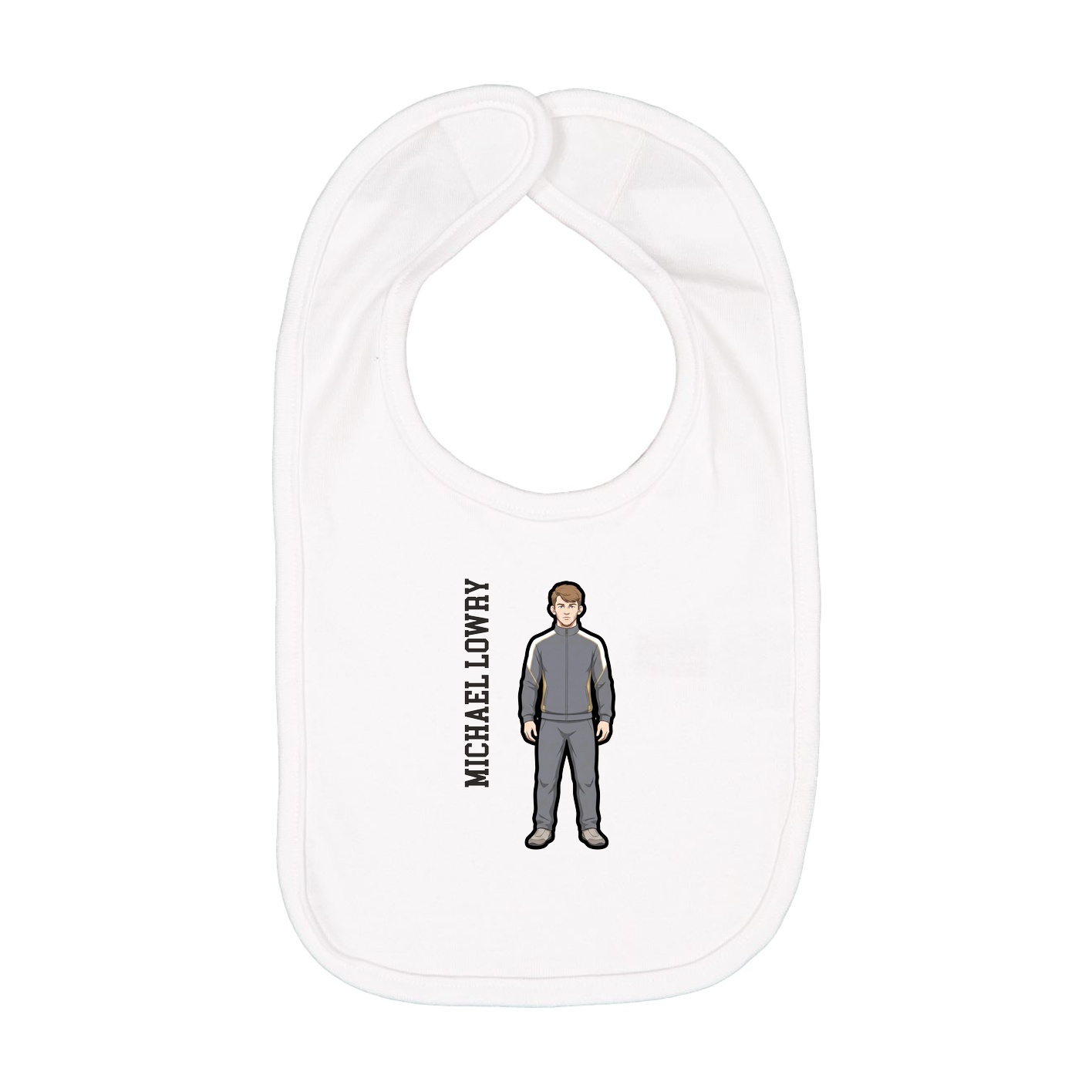 Infant Bib — Name Vertical in White