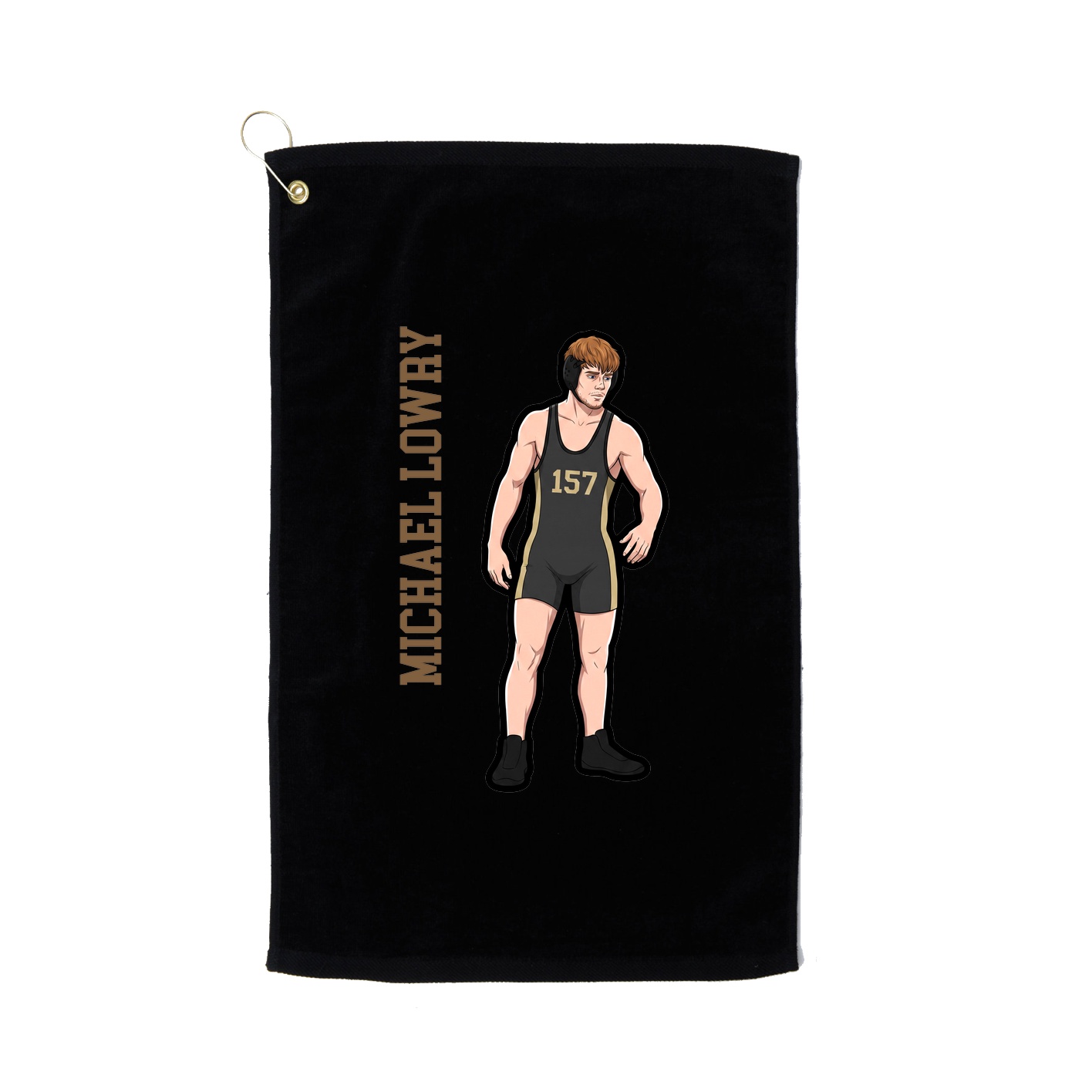 Golf Towel — Name Vertical in Black