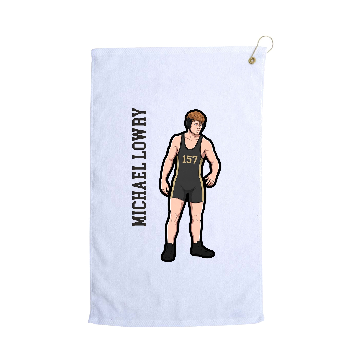 Golf Towel — Name Vertical in White