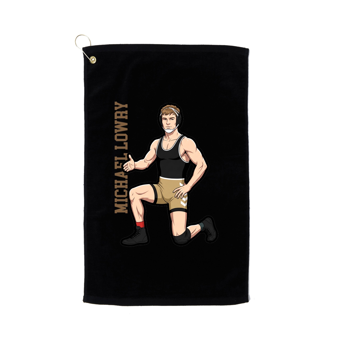 Golf Towel — Name Vertical in Black
