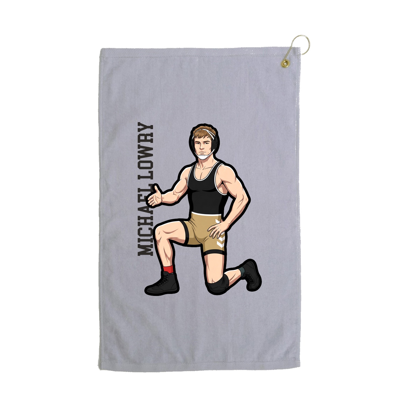 Golf Towel — Name Vertical in Grey
