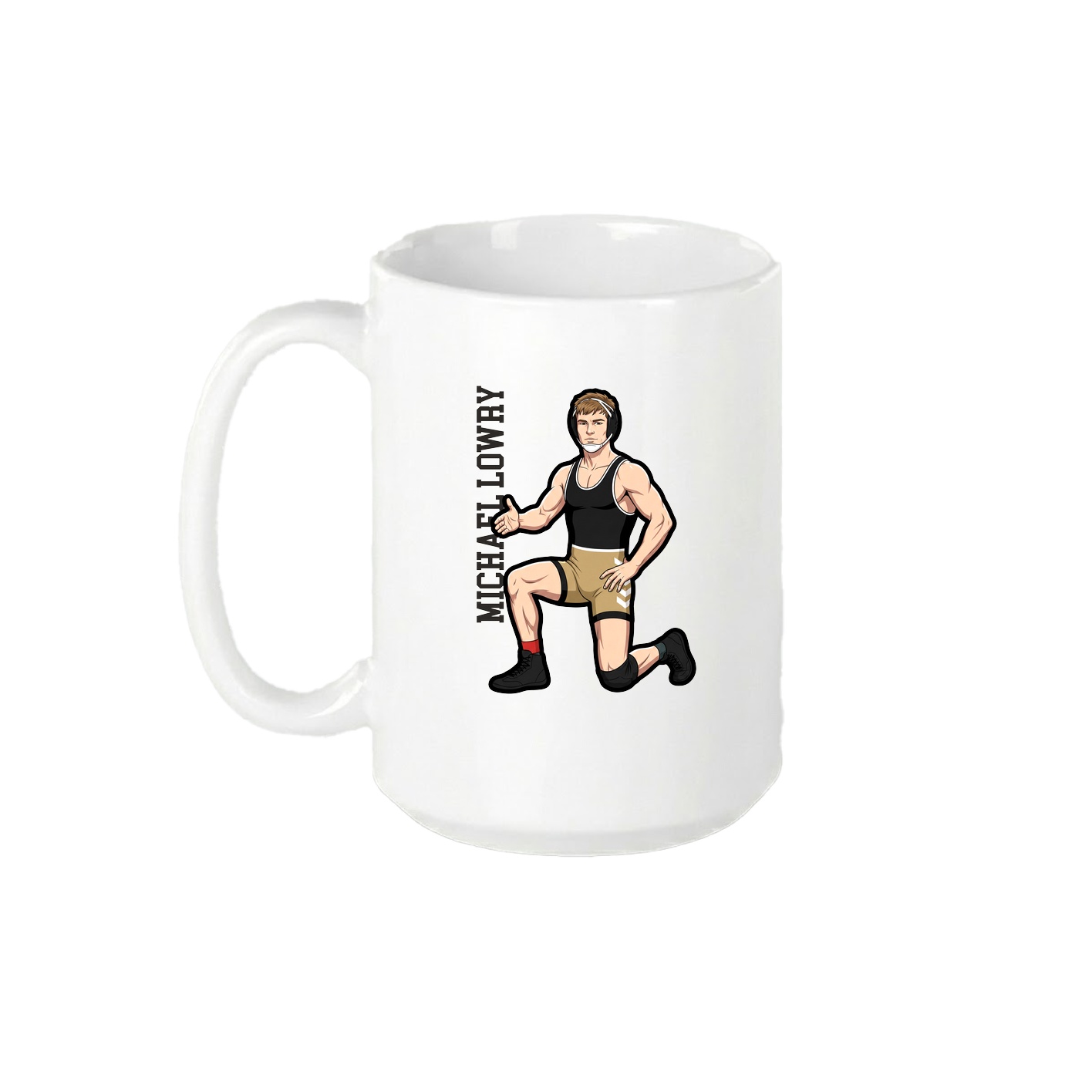 15oz Coffee Mug — Name Vertical in White