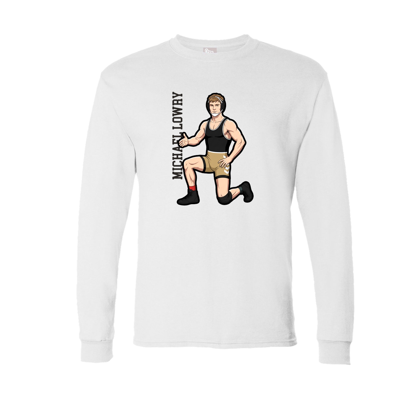 Long Sleeve Tee — Name Vertical in White